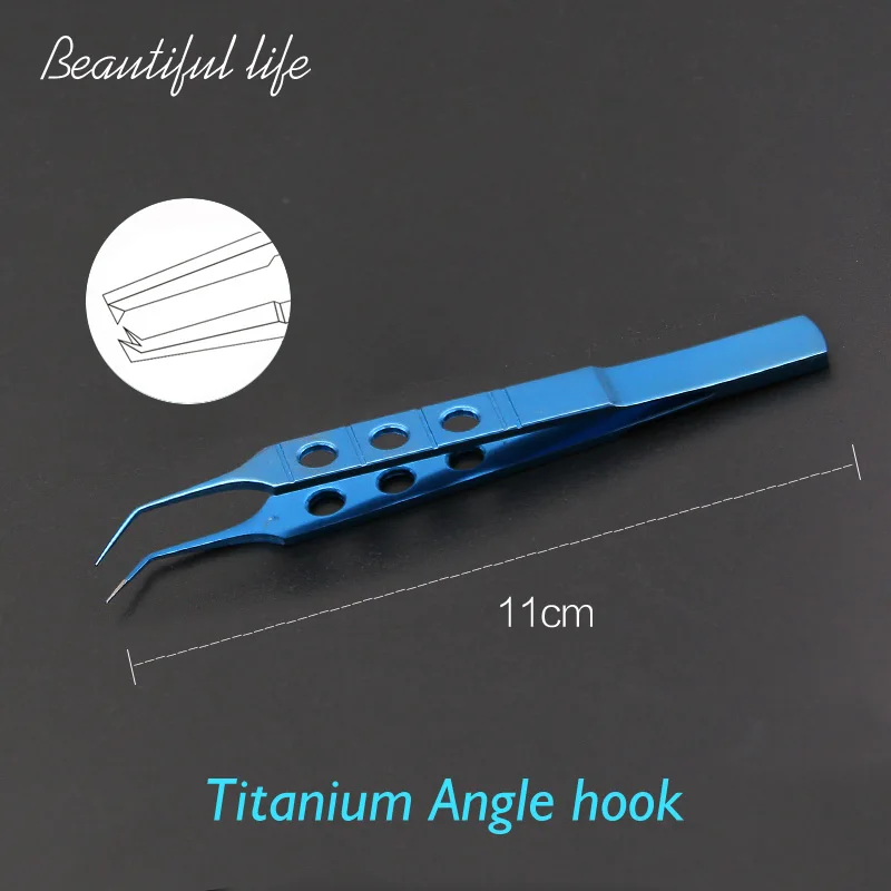 Titanium angle h Хирургический инструмент 11 см из нержавеющей стали офтальмологические микрохирургические инструменты офтальмологические щипцы с крюковой платформой - Цвет: Titanium angle h