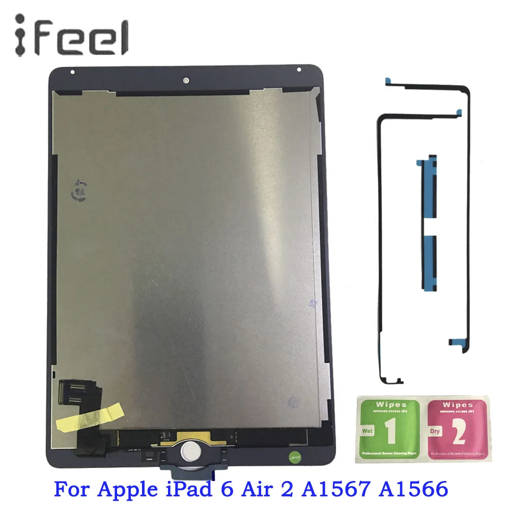 9," ЖК-дисплей S для Apple iPad 6 Air 2 A1567 A1566 ЖК-дисплей Дисплей Сенсорный экран дигитайзер в сборе Запасная часть