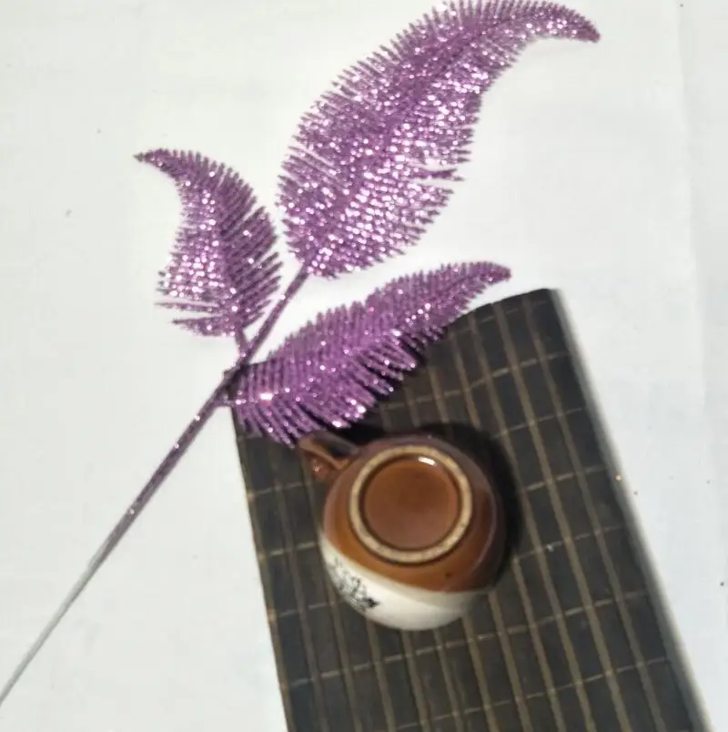 20pcs 37cm Glitter Powder Horsetail Shape Leaf Branch Flower Arrangement For Christmas Party Tree Venun Hanging Decoration | Дом и сад