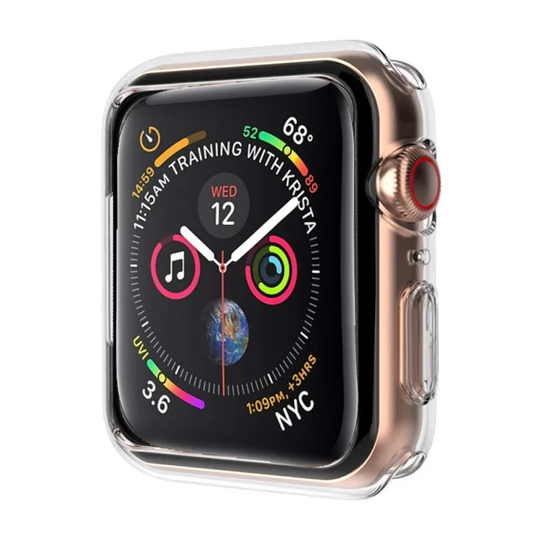 Чехол для Apple Watch Series 5, 4, 3, 2, 1, ТПУ, силиконовый, прочный, прозрачный, облегающий бампер, мягкий чехол для часов 5, 40 мм, 44 мм, задняя крышка