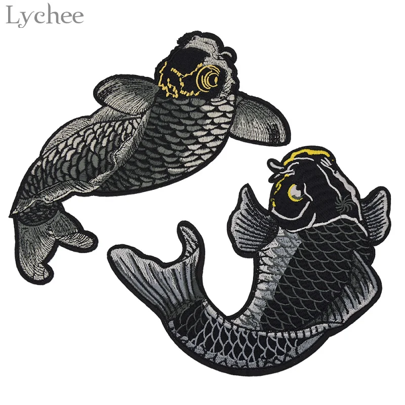 Lychee Life 1 комплект вышитых пластырей Koi Fish вышитый Железный пластырь для