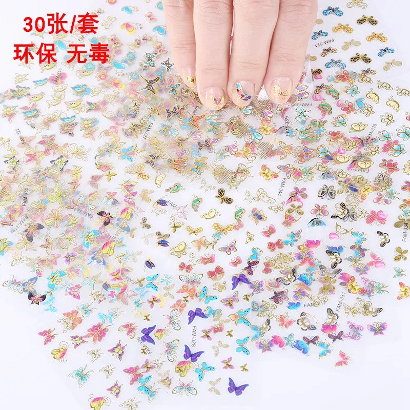 High quality 30 sheets 3D Design decal nail art decorations Transfer stickers Decals manicure supplie tools | Красота и здоровье