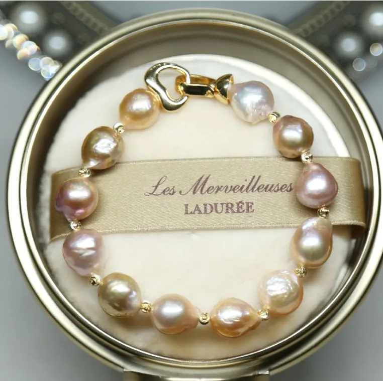 

women's Genuine Natural shaped pearl necklace mixed with color pearl clavicle chain baroque irregular pearl neck