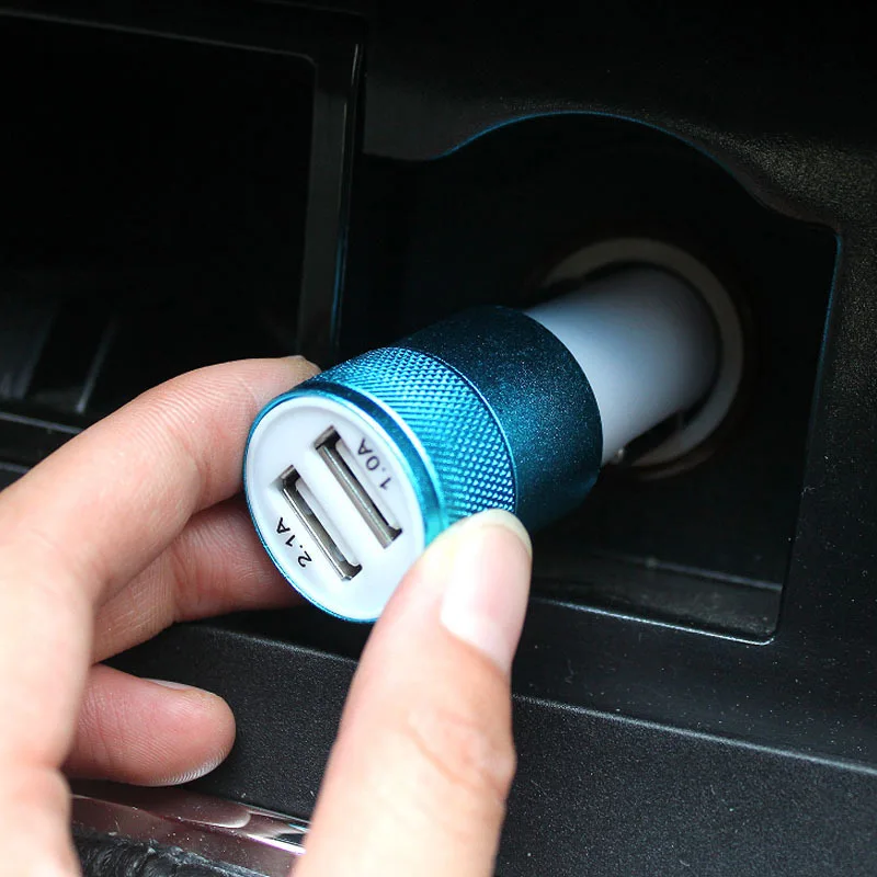 Двойной Переходник USB для зарядки в машине 3.1A смартфон/планшет автомобильное металлическое зарядное устройство