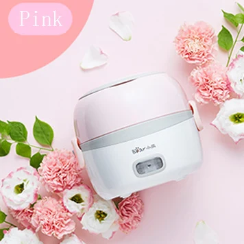 Pink1 Электрическая мини-рисоварка 220 В, 2 слоя, портативный Электрический нагревательный Ланч-бокс, пищевой контейнер, подогреватель пищи, пароварка - Цвет: Pink1