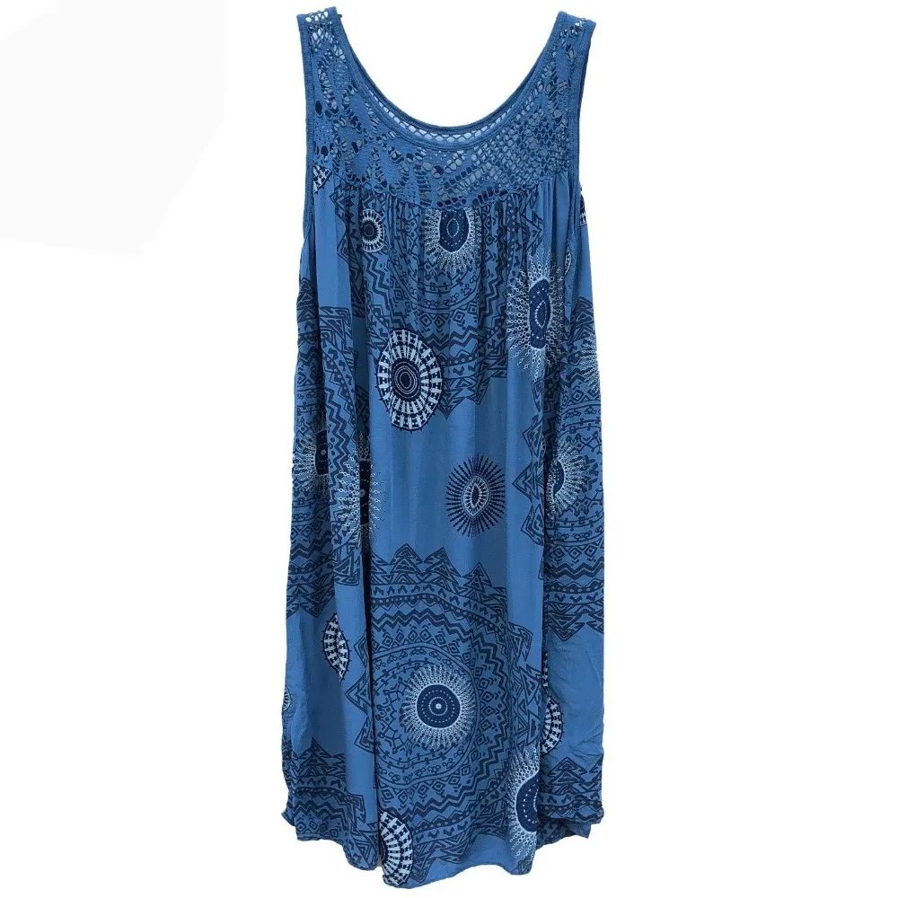 Летнее платье 2019 Модное Элегантное без рукавов с принтом в уличном стиле Женские