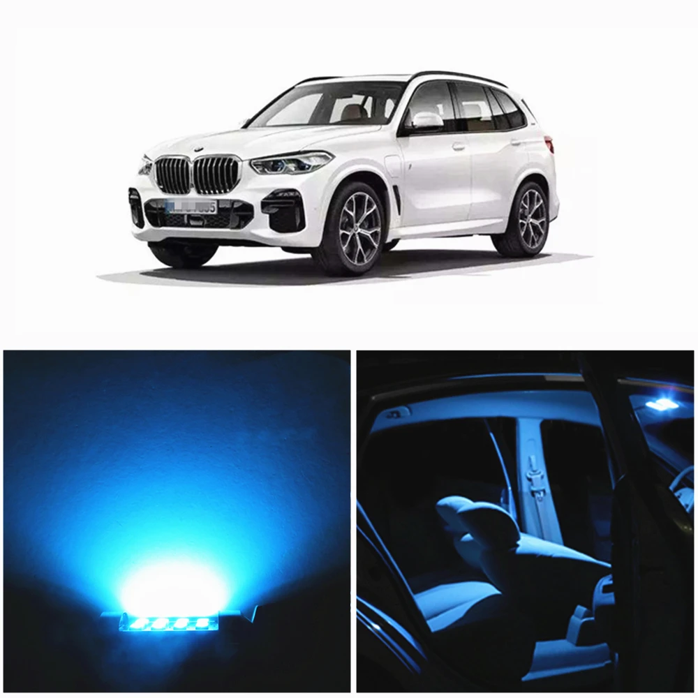 

WLJH 19x Canbus Bright White Ice Blue 2835 Chip Error Free Car LED Interior lighting Package Kit for BMW X5 - E53 2000 - 2006