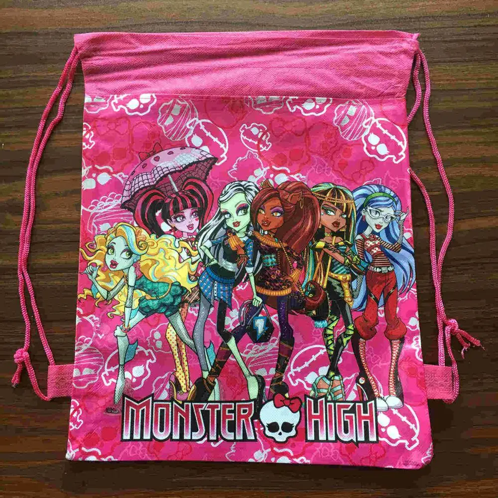 E 1 шт. 36*25 см monster high тема Нетканая сумка тканевый рюкзак на шнурке, школьный ранец, сумка для покупок - Цвет: E