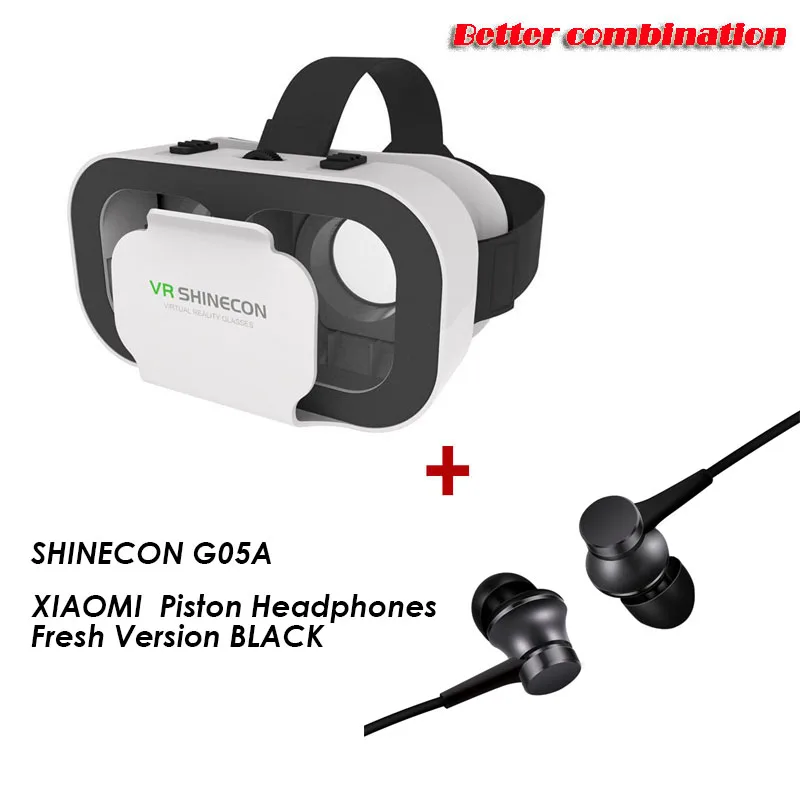 VR SHINECON G05A 3D VR очки гарнитура для 4,7-6,0 дюймов Android iOS смартфонов - Цвет: w Headphones black
