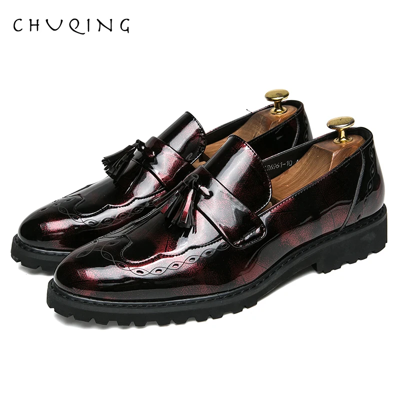 CHUQING/кожаные деловые туфли на низком каблуке мужские лоферы без шнуровки