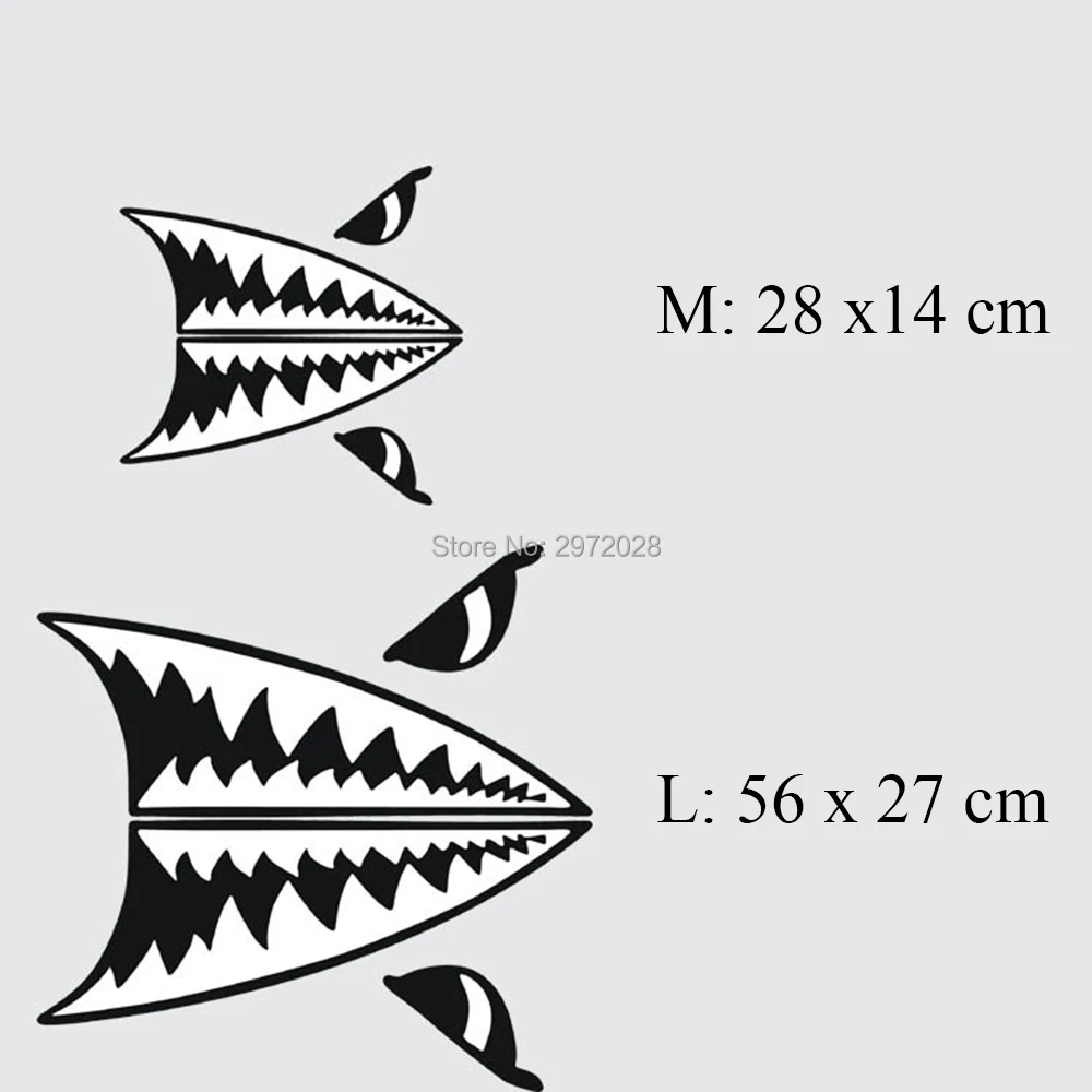 

2 x Funny Car Stickers Shark Teeth Car Decals Body Accessories Decoration Decals