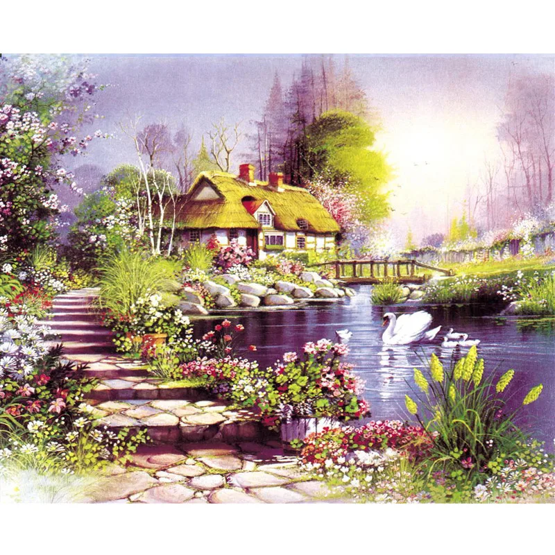 Land of idyllic beauty ручная работа Краска высокого качества Холст Красивая краска ing по номерам Сюрприз подарок большое удовлетворение