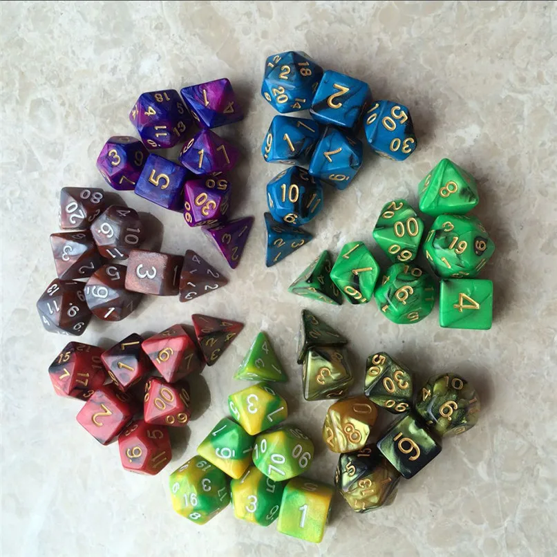 7 шт./компл. TRPG игра многогранные D4-D20 мульти-сторонее акриловое кости развлечения инструмент 7 цветов#2o23