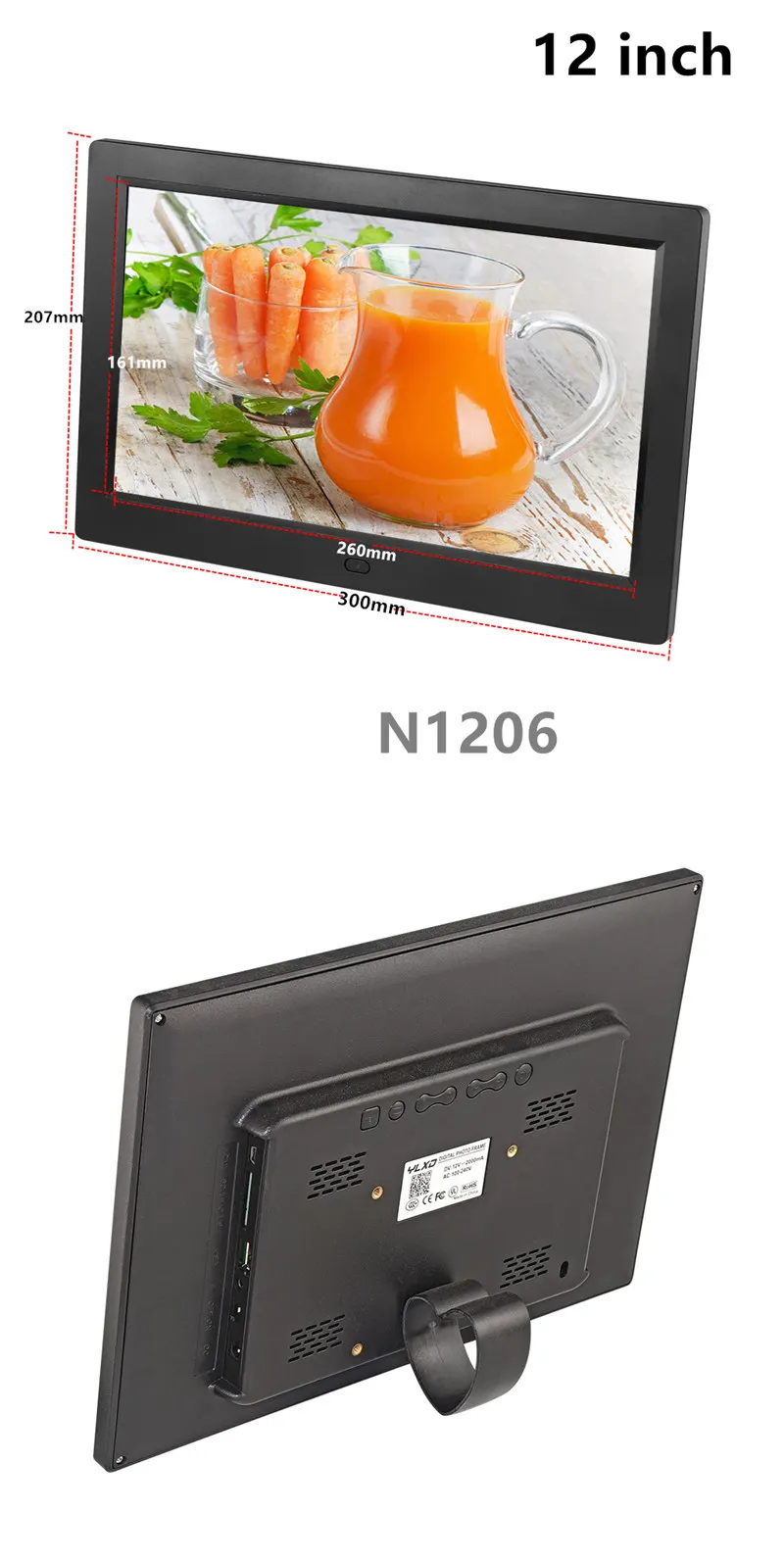 12 дюймовый светодиодный Подсветка HD 1280*800 Полный Функция цифровая фоторамка электронный альбом Цифровой Фото Музыка Видео