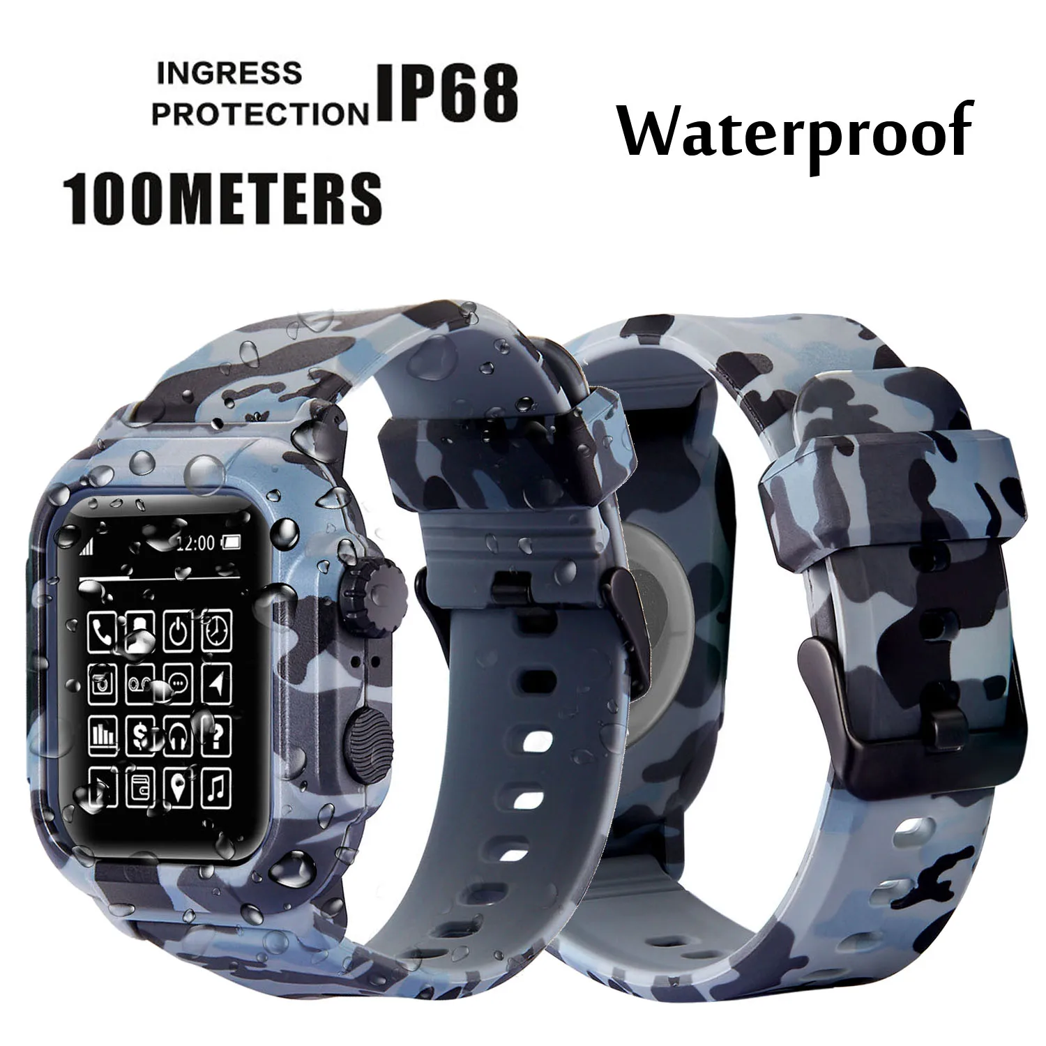 Водонепроницаемая Спортивная Обложка для Apple Watch Case Series 4 3 2 силиконовый ремешок 44 мм 42 мм 40 мм ударопрочный ремешок
