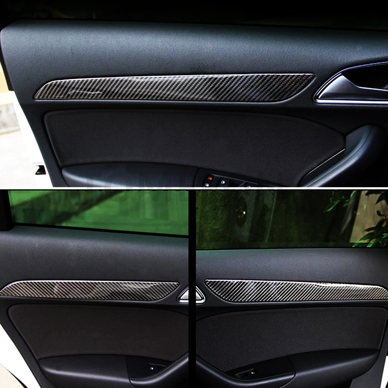 TOMEFON для Audi Q3 2013- LHD ABS Пластик углеродного волокна Краски межкомнатных дверей спереди Шестерни держатель для кружки Панель рамка