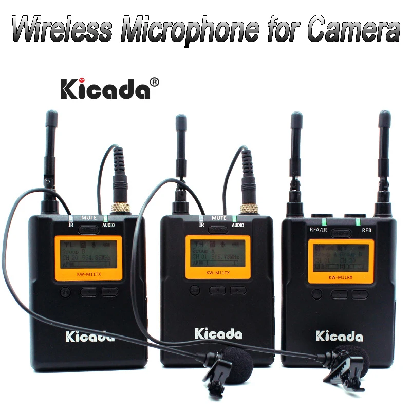 Kicada беспроводной микрофон для камеры DSLR rofessional UHF Lavalier лацкан микрофонная