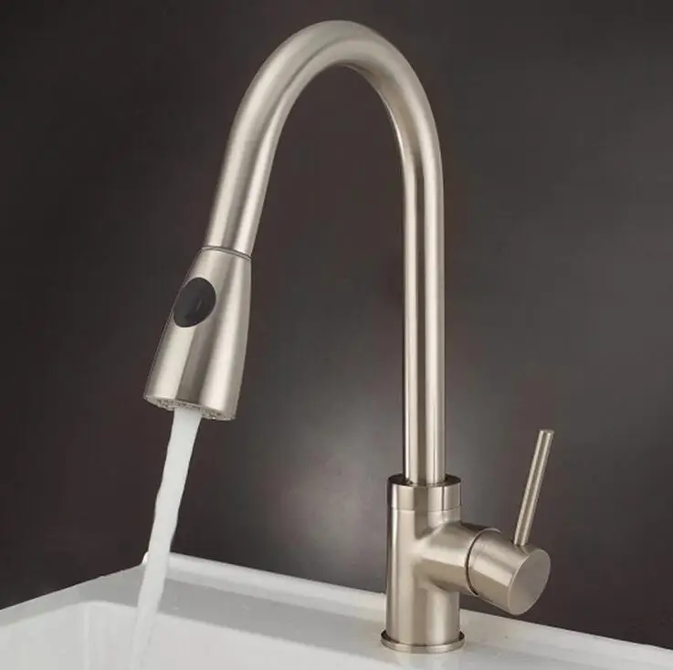 Матовый медный смеситель для раковины вращающийся кухонный вытяжной кухни