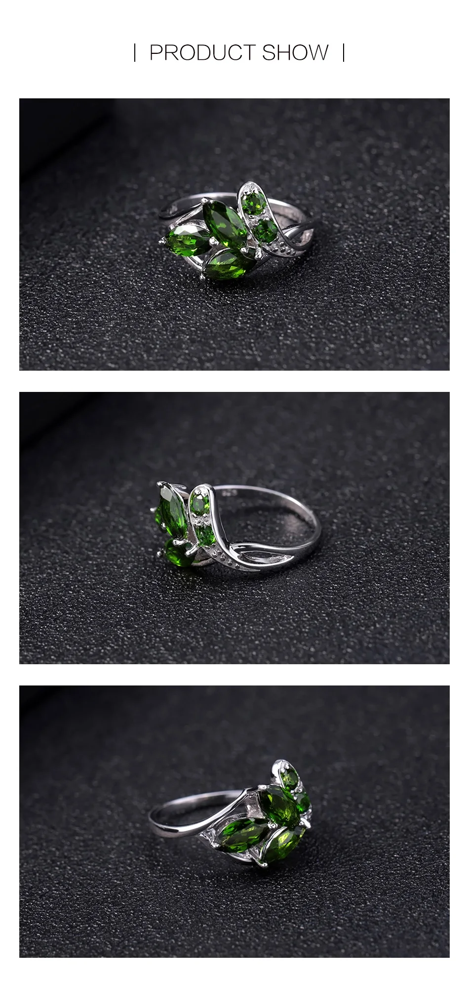 GEM'S BALLET 2.15Ct Ct натуральный хром диопсид драгоценный камень кольцо 925 пробы форма серебряного листа кольца ювелирные украшения для женщин свадьбы