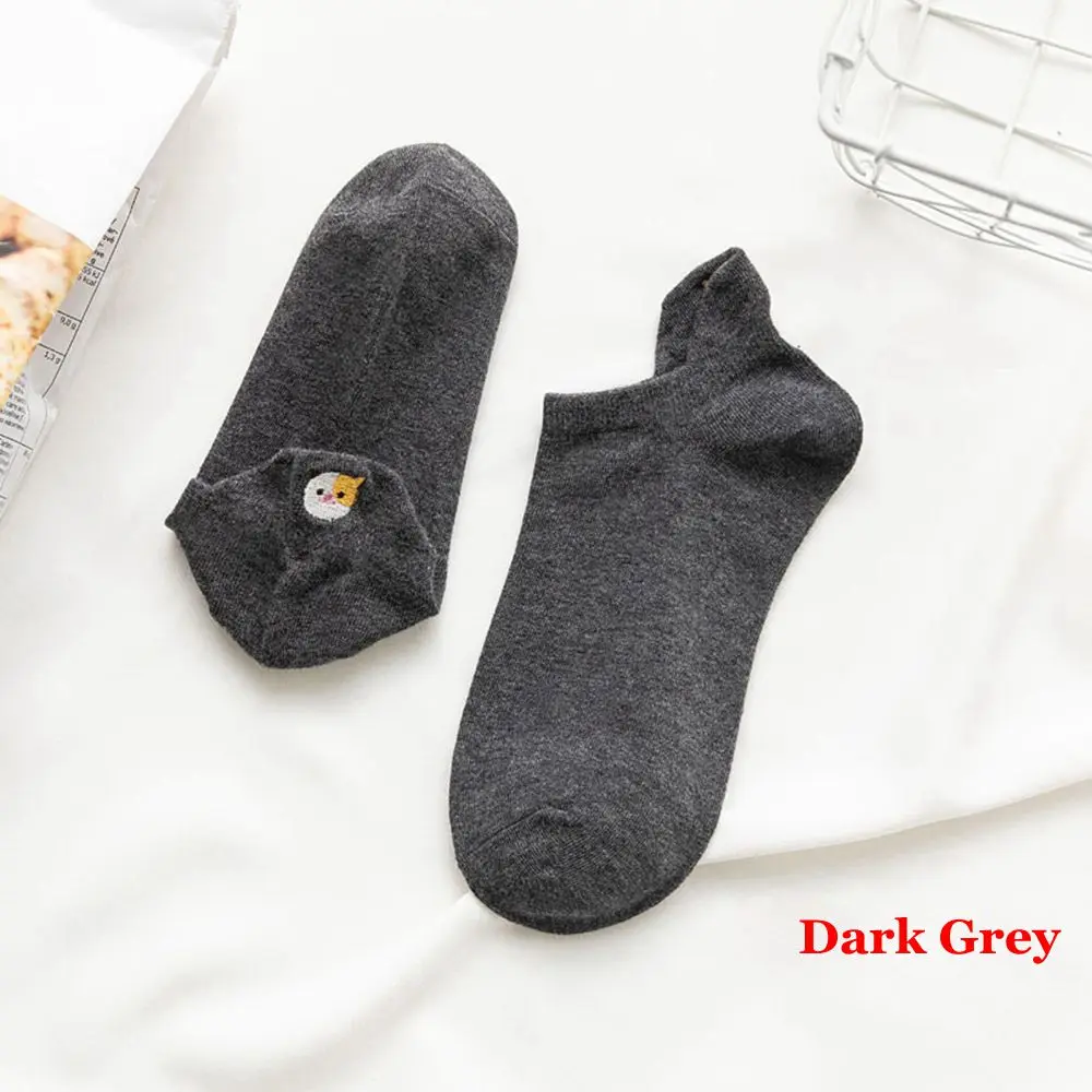 dark grey Модные женские носки, новинка года, весенние носки до щиколотки, хлопковые носки для девочек, новинка, женские модные повседневные носки с милым мультяшным котом, женские носки - Цвет: dark grey