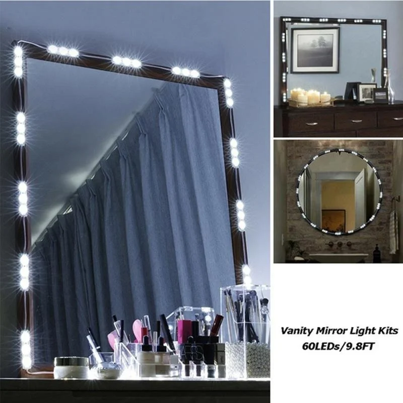 

Hollywood Makeup Mirror Light Kit 10FT 60 LED Rounded Dimmable Vanity Mirror Light Vanity with Remote Control for Easter Gift