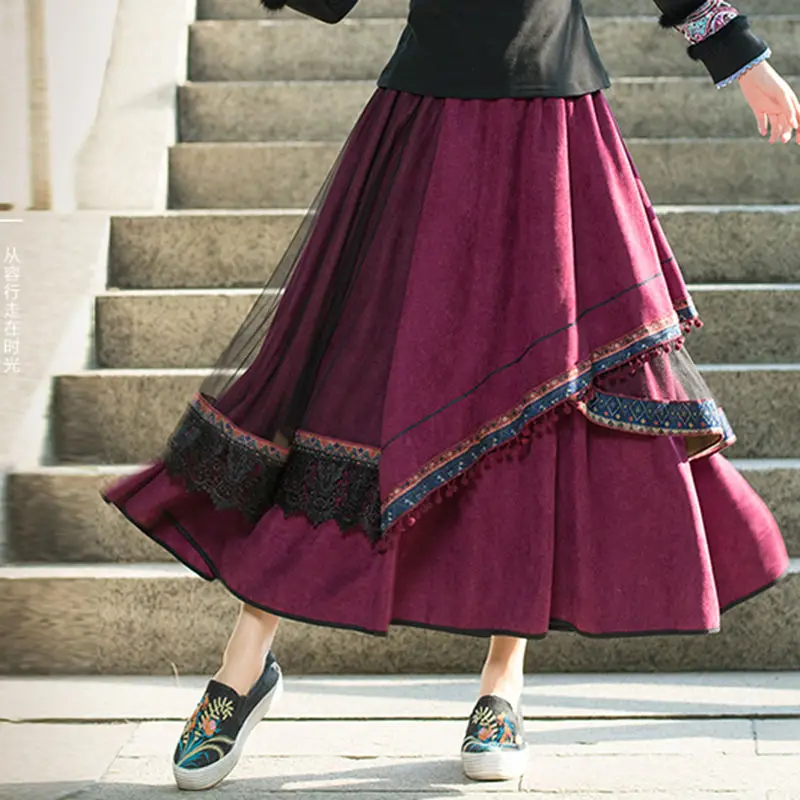 Весна лето 2017 высокий диапазон лоскутная женщины vintage юбки элегантность девушка