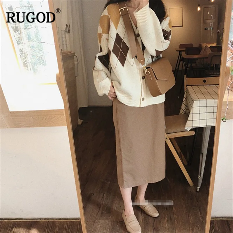 RUGOD 2019 винтажные Модные женские кардиганы с V образным вырезом Повседневный