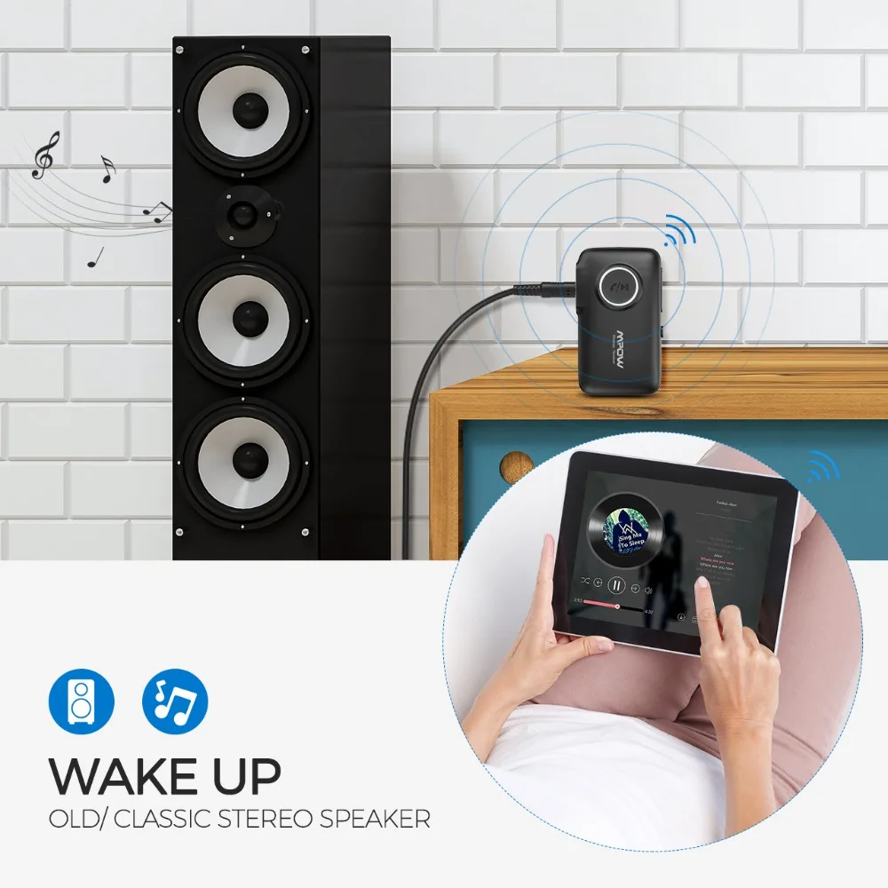 Mpow обновленный V5.0 Bluetooth приемник автомобильный bluetooth-адаптер с 15 ч Время воспроизведения для ТВ наушников динамик Игры Аудио AUX автомобиля BH298