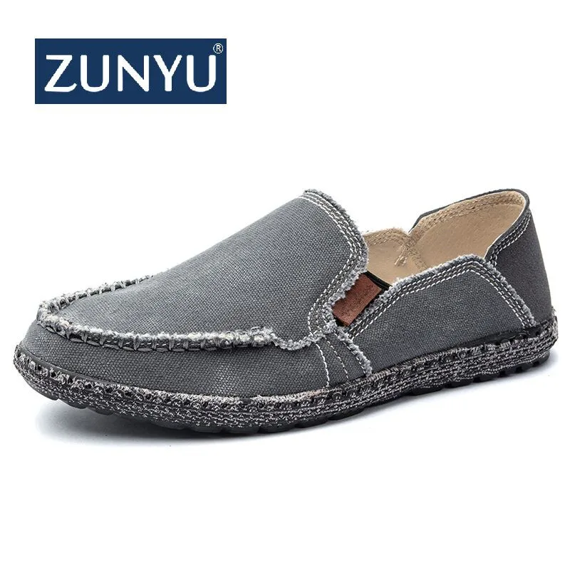 Мужские холщовые кроссовки ZUNYU без шнуровки лоферы Мокасины удобсветильник ная