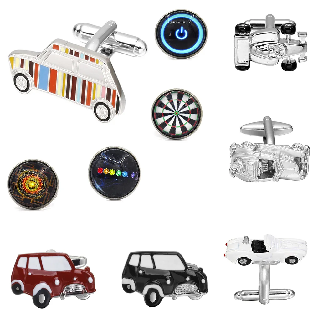 Бесплатная доставка спортивных манжетных кнопок высокого качества модели гоночной машины 3D для мужских рубашек, эмаль модные украшения.