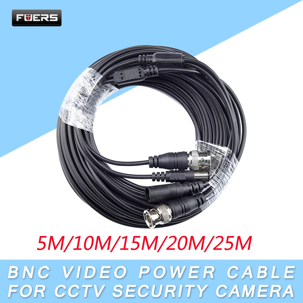 Fuers 2in1 BNC кабель видеонаблюдения видео Выход dc штекер кабеля 5 м/10 м/15 м/ 20 м/25 м
