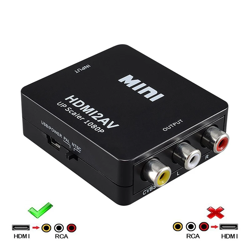 MEMTEQ HDMI к RCA AV CVBS компонентный конвертер Scaler 1080P адаптер Кабельный ящик для Monito L/R