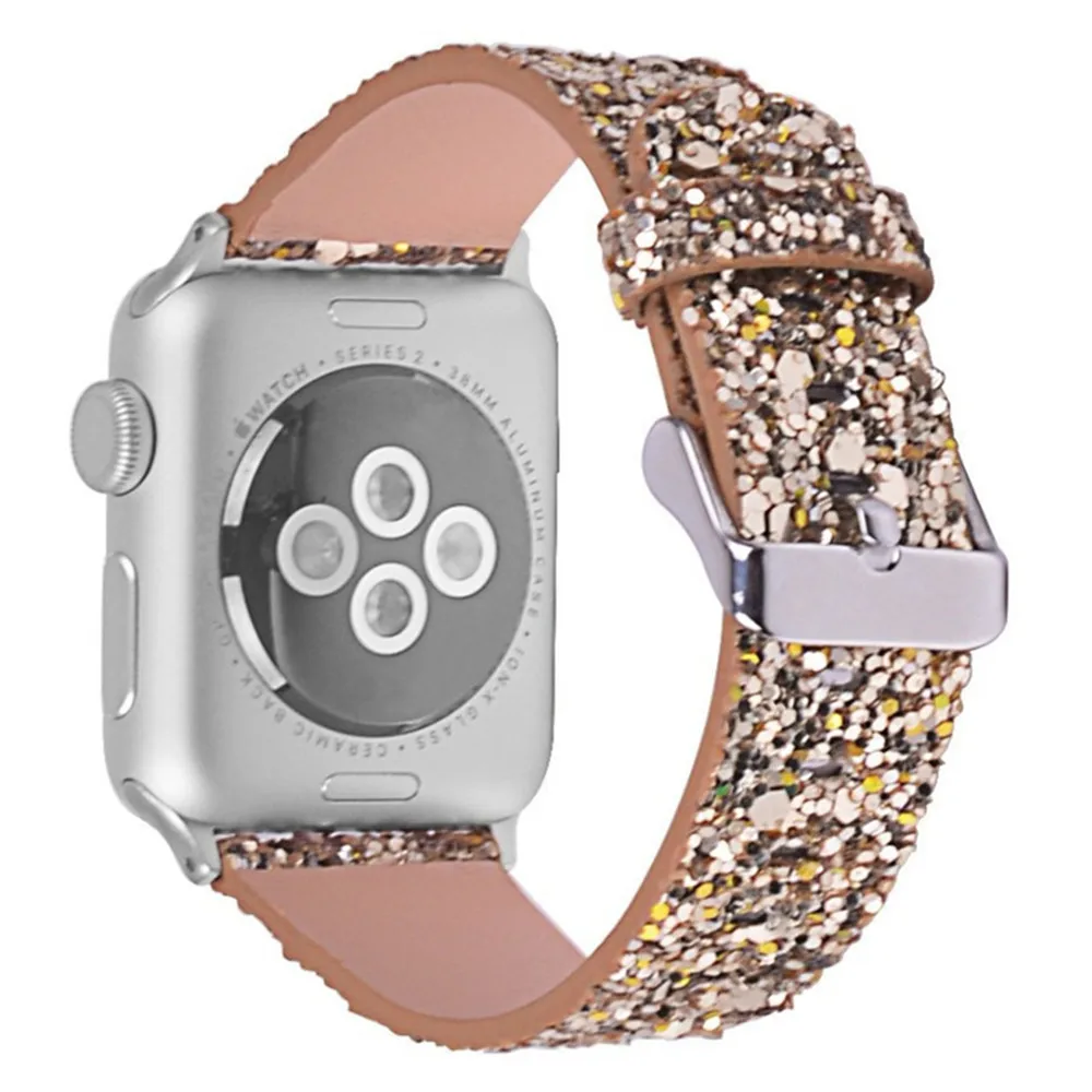 Кожаный ремешок для apple watch Band apple watch 5 4 3) 44 мм/40 мм, 42 мм, 38 мм, версия наручных часов iWatch, 5/4/3/2/1 Браслет bling Ремешок пояс