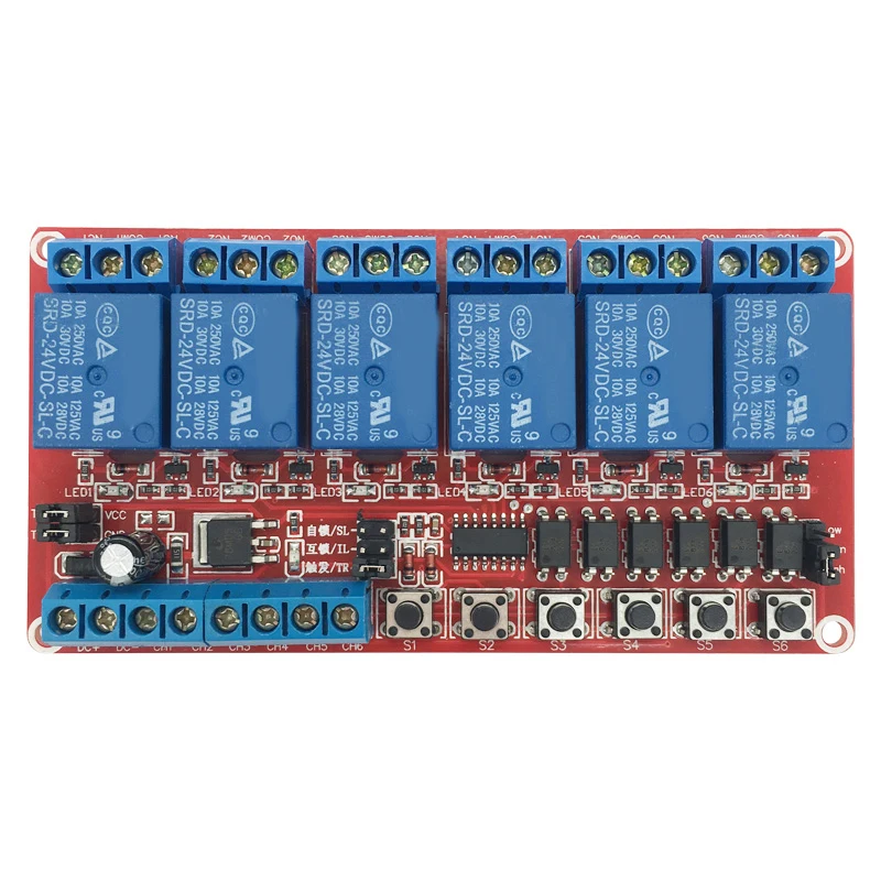KE Най DZ 6-ти канальный dc 12 V Модуль реле с блокировкой переключатель контролирует