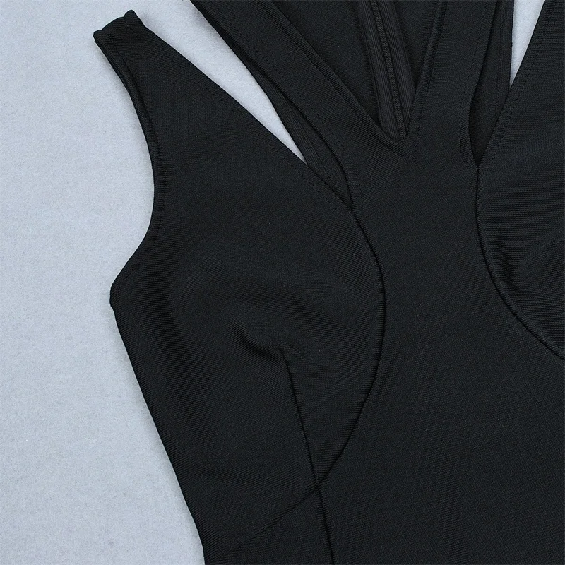 

INDRESSME 2019 New Women Black Bandage Spaghetti Strap Sleeveless Backless Bodycon Halter New Vestidos Summer Party Club Dress