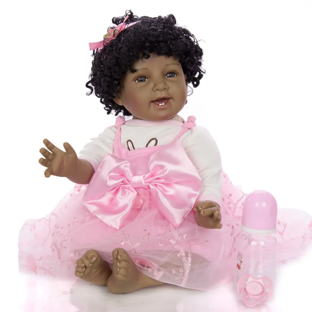 NPK boneca reborn baby doll black simulation vinyl silicone toys gift for children African girl bebes | Игрушки и хобби