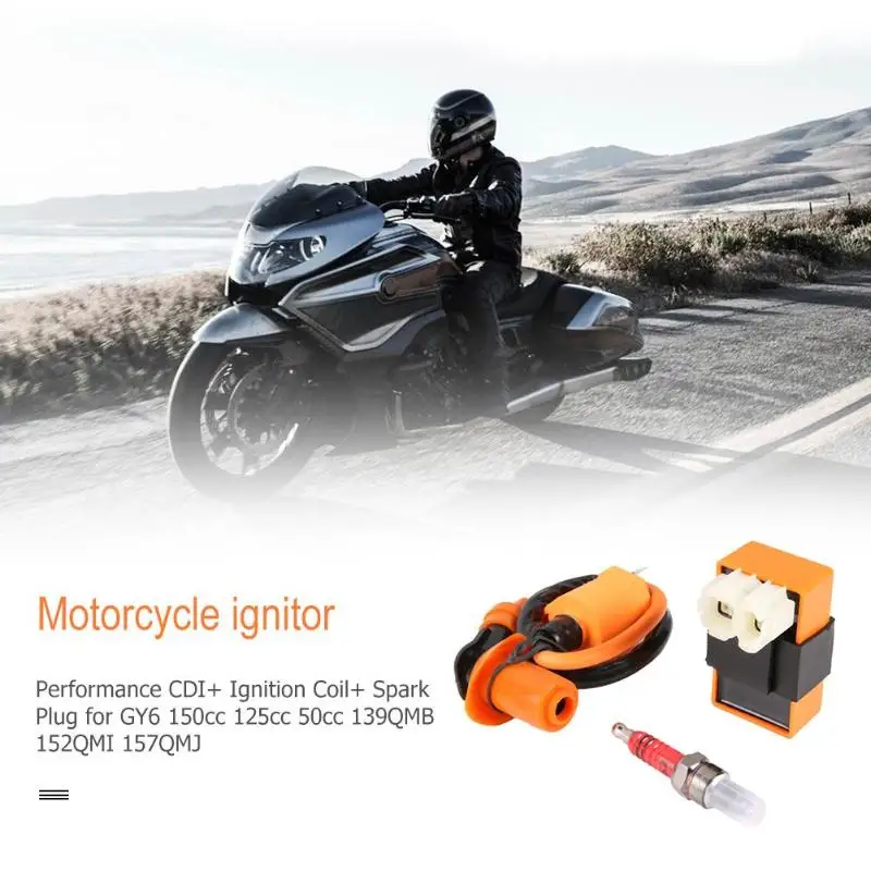 Производительность CDI+ катушка зажигания+ свечей зажигания для GY6 150cc 125cc 50cc 139QMB 152QMI 157QMJ 6-контактный AC CDI A7TC Свечей Зажигания Комплект 139qmb свеча 139 qmb свеча