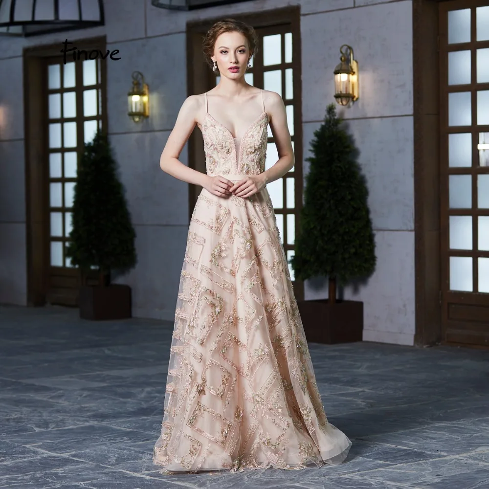 Finove новое вечернее платье длинное 2020 Длина в пол v-образный вырез без спинки