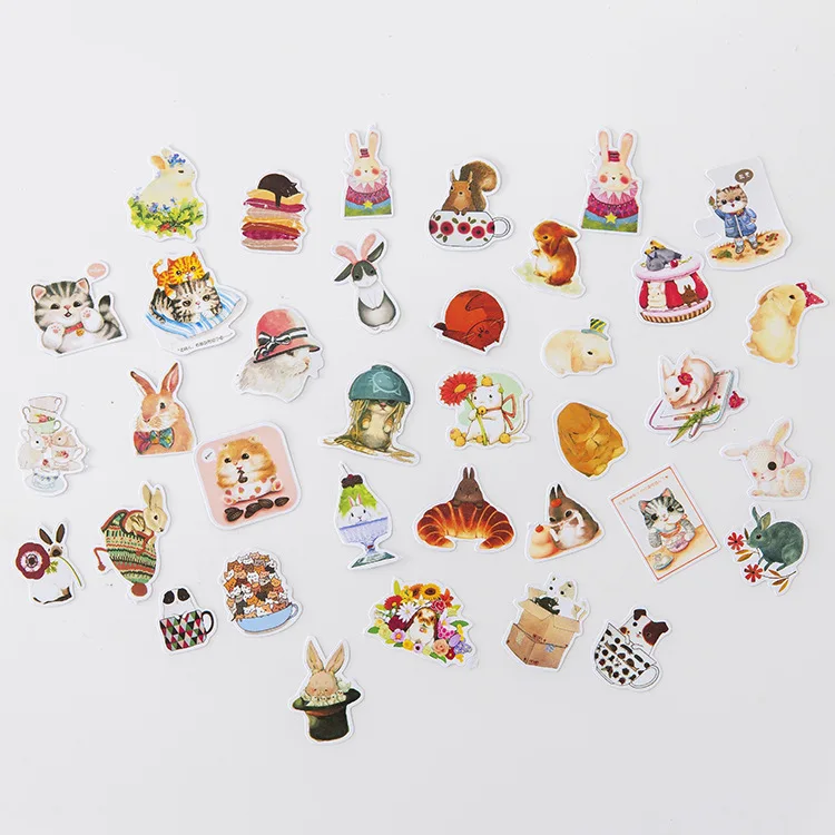 Мини духи бумажные наклейки милые животные кошка украшения DIY дневник в стиле Скрапбукинг этикетка наклейка s канцелярские принадлежности подарок школьные принадлежности - Цвет: ai meng