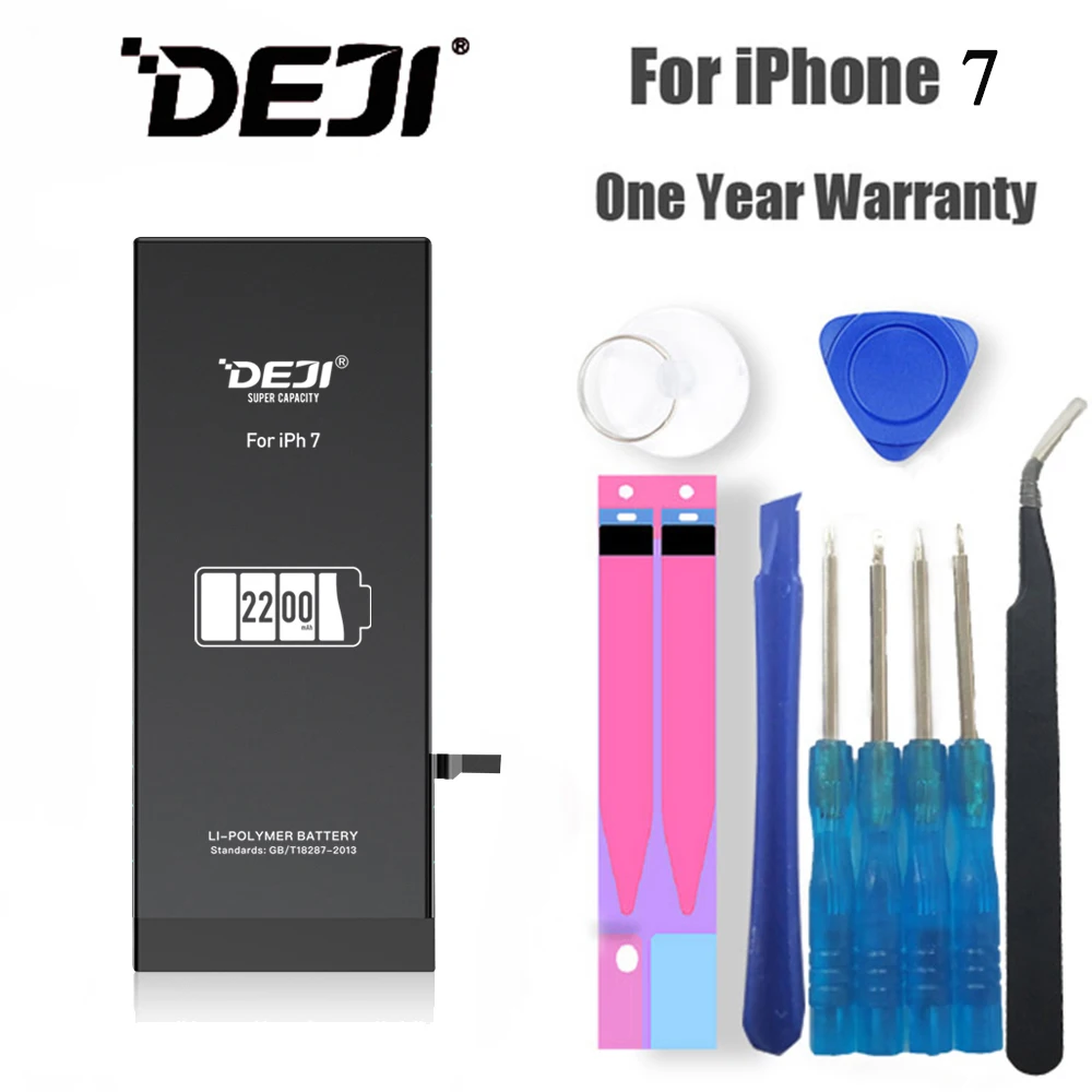 Оригинальный литий-полимерный аккумулятор высокой емкости DEJI для iPhone 77G, реальные внутренние аккумуляторы 2200 мач, замена с бесплатным инст... (art.: 7ac7a3677) - 7ac7a3677