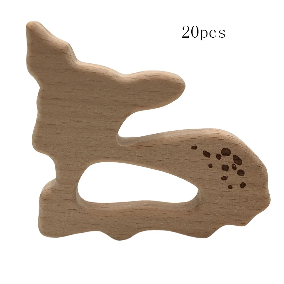 Sika deer 20PCS 10 шт. сделать прорезыватель из буковой древесины Aniamls Sika Deer timber настраиваемый пищевой зубцы из древесины Roe Bambi детский Прорезыватель - Цвет: Sika deer 20PCS