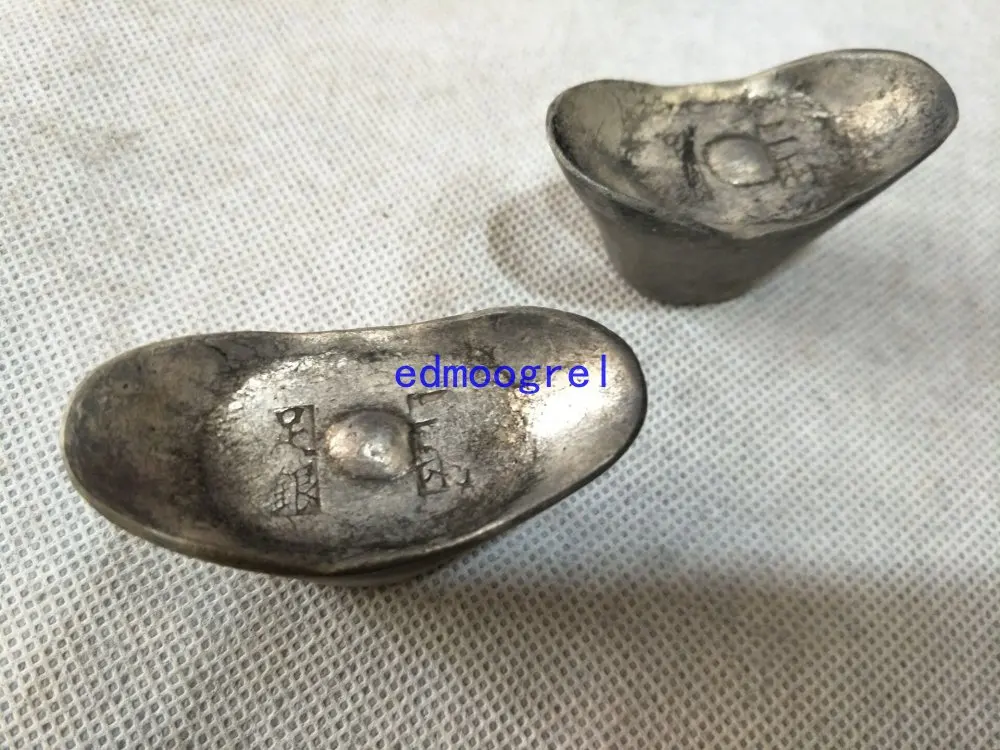 

Rare Old Chinese QingDyansty silver money statue / Sculpture,A Pair,Home decorations ornaments