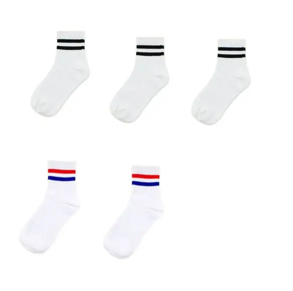 five pairs 10 шт. = 5 пар/лот, мягкие хлопковые женские носки в черно-белую полоску, утепленные короткие носки, стильные спортивные носки Harajuku Meias TJ211 - Цвет: five pairs