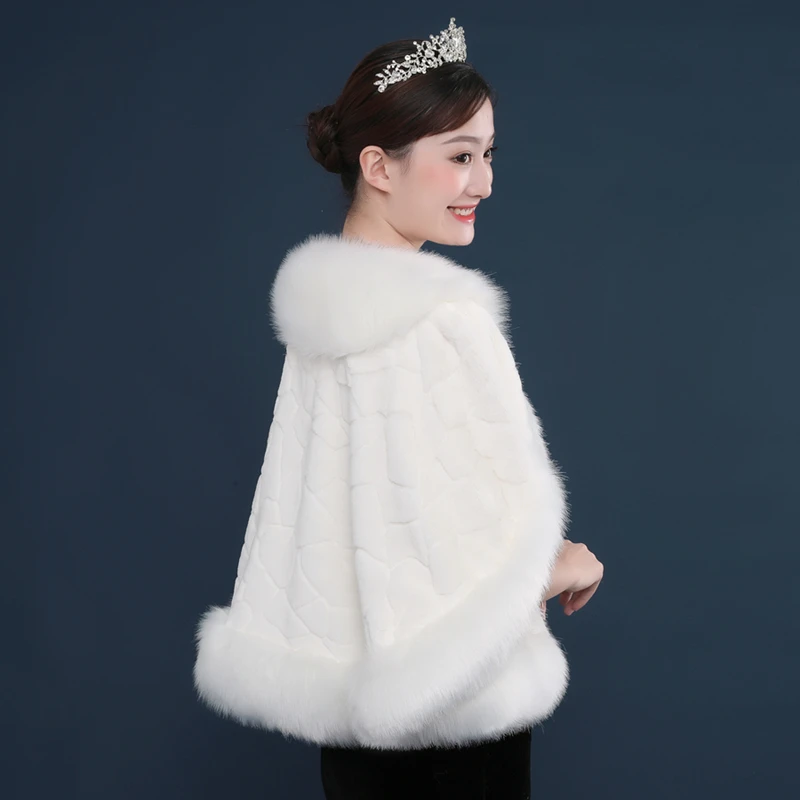 High grade Plus Size Women Fur Shoulder Wrap Burgundy Bridal Shawls Cape Ivory Faux Wedding Shrug Coat Boleros | Свадьбы и торжества