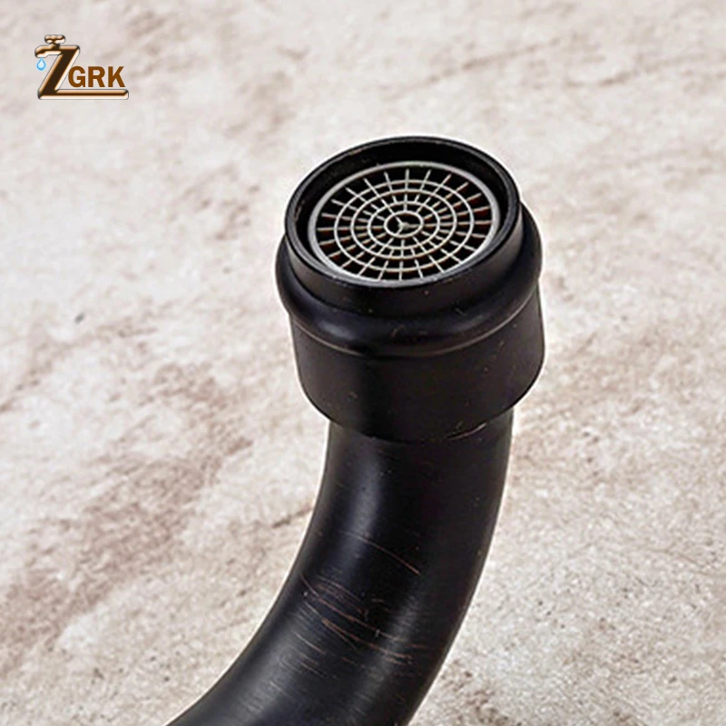 

ZGRK Basin Faucets Black Retro Bathroom Sink Faucet Single Lever Tall Rotate Spout Bath Deck Hot Cold Mixer Tap