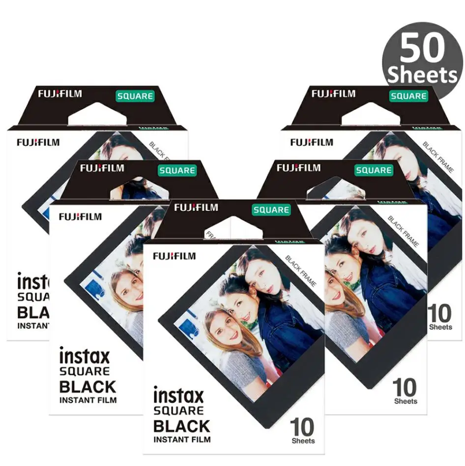50 Sheet Fujifilm Instax квадратная черная пленка фотобумага(10-100 листов) для Instax SQ10 SQ6 SQ20 мгновенные пленки камеры поделиться SP-3 принтер - Цвет: 50 Sheet