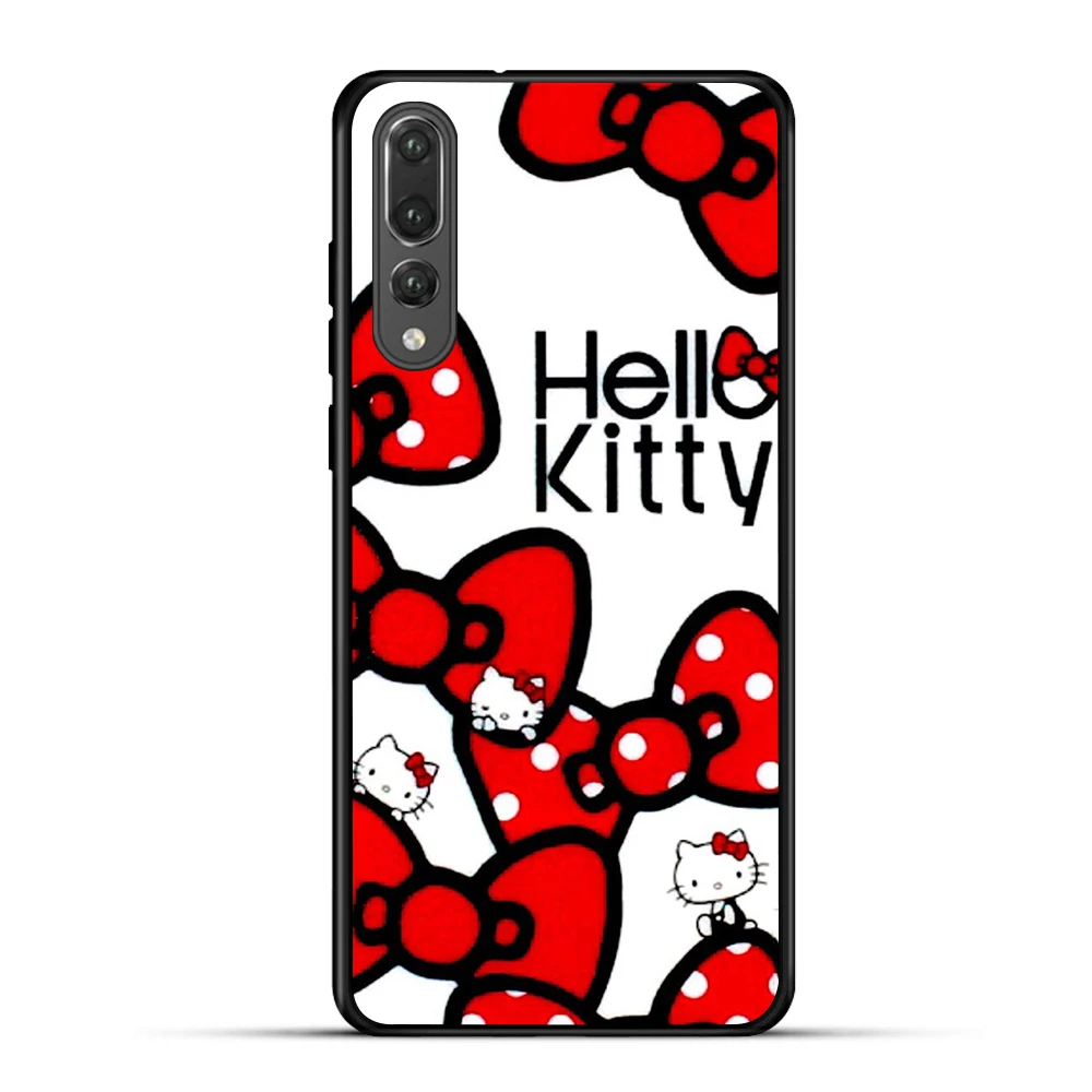 Черный ТПУ чехол для задней панели телефона Huawei P20 Hello Kitty Carcasa lite Mate 10 Lite Luxury