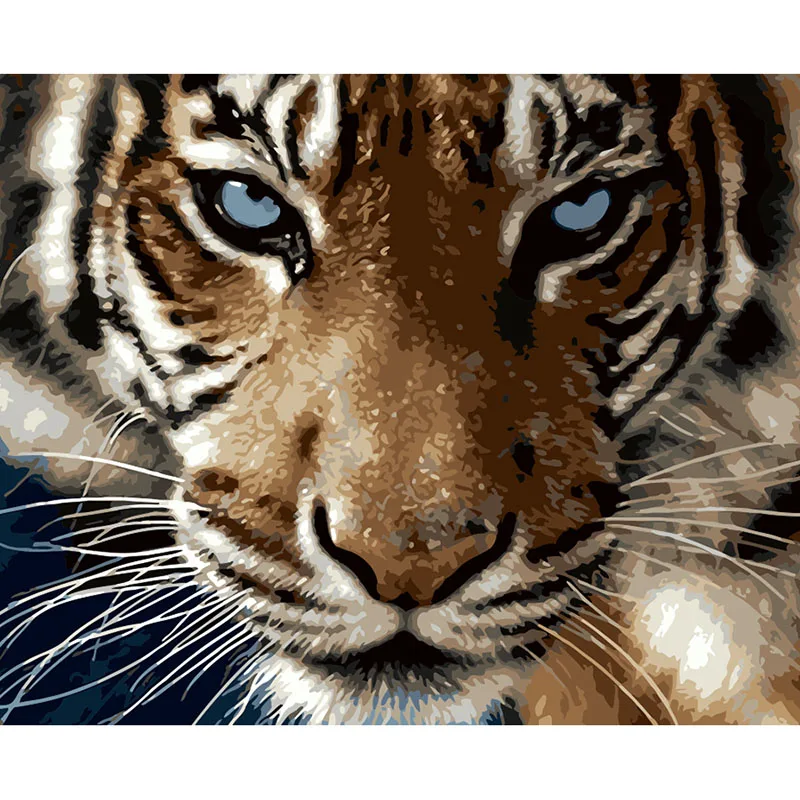 373 Mondecor Framed Tiger DIY Oil Painting By Numbers Kit Paint on Canvas Home Decoration Wall Art 40*50cm Pictures for Living Room - Цвет: 373