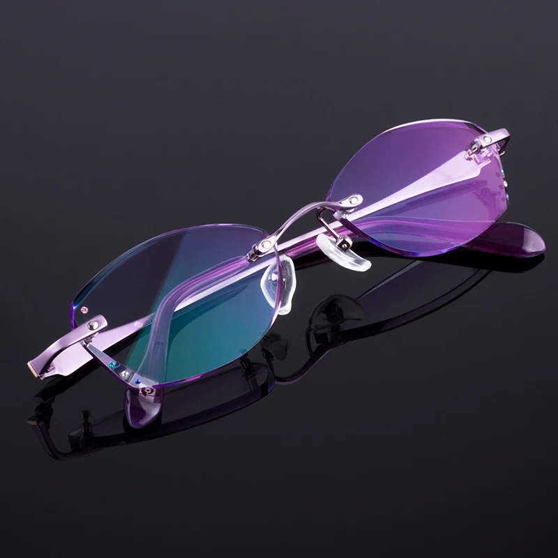 Гламурная фиолетовая Женская оправа без оправы из титанового сплава оптическая