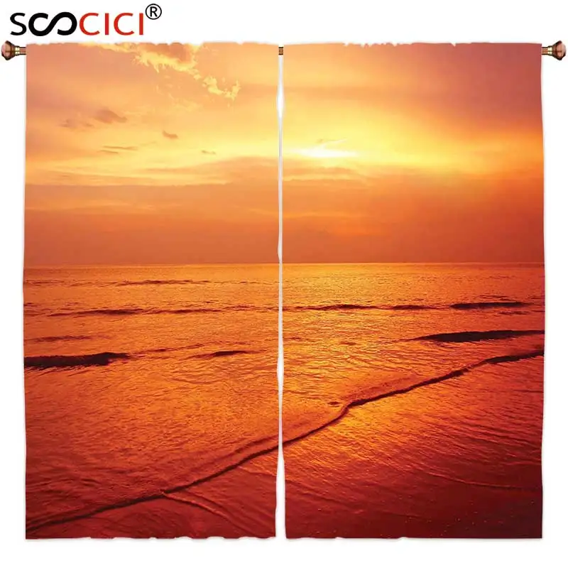 Window Curtains Treatments 2 Panels Ocean Decor Twilight Seascape at Karon Beach Thailand Exotic Vacation Getaway Destination | Дом и сад